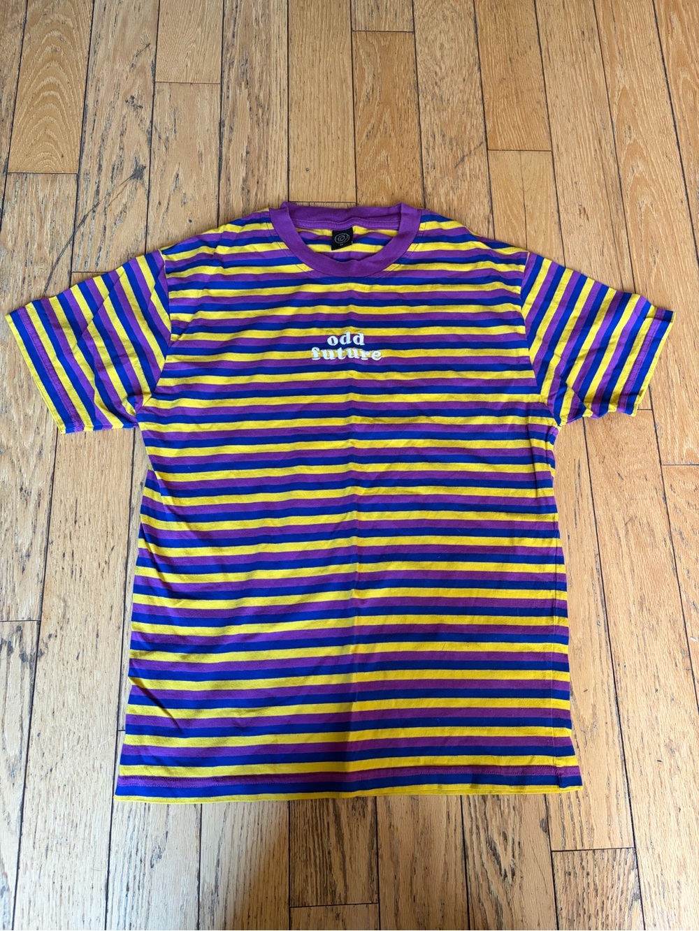 Odd Future Purple Yellow Striped Short Sleeve Tee